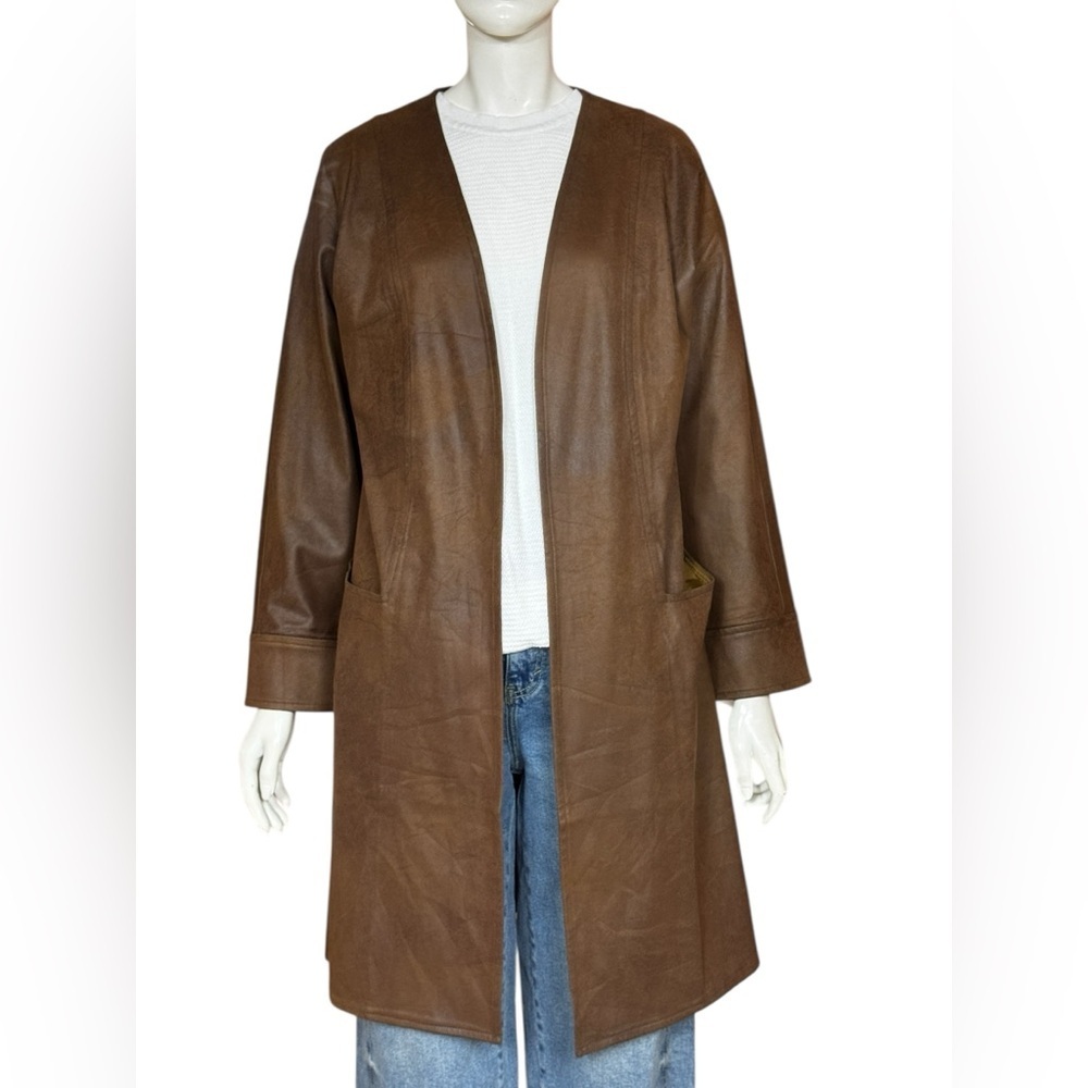 Soft Surroundings Bohemian Brown Faux Suede Lightweight Jacket/Coat Size Medium